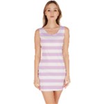 Horizontal Stripes - White and Thistle Violet Bodycon Dress
