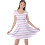 Horizontal Stripes - White and Thistle Violet Cap Sleeve Dress