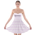 Horizontal Stripes - White and Thistle Violet Strapless Bra Top Dress