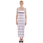 Horizontal Stripes - White and Thistle Violet Fitted Maxi Dress