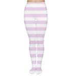 Horizontal Stripes - White and Thistle Violet Women s Tights