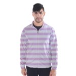 Horizontal Stripes - White and Thistle Violet Wind Breaker (Men)