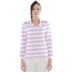 Horizontal Stripes - White and Thistle Violet Wind Breaker (Women)