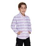 Horizontal Stripes - White and Thistle Violet Wind Breaker (Kids)