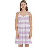 Horizontal Stripes - White and Thistle Violet Women s Reversible Sports Bra with Border