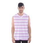Horizontal Stripes - White and Thistle Violet Men s Basketball Tank Top