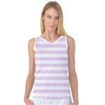 Horizontal Stripes - White and Thistle Violet Women s Basketball Tank Top