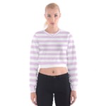 Horizontal Stripes - White and Thistle Violet Women s Cropped Sweatshirt