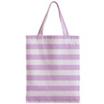 Horizontal Stripes - White and Thistle Violet Zipper Classic Tote Bag