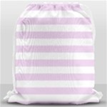 Horizontal Stripes - White and Thistle Violet Drawstring Bag (Large)