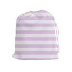 Horizontal Stripes - White and Thistle Violet Drawstring Pouch (XL)