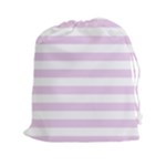 Horizontal Stripes - White and Thistle Violet Drawstring Pouch (XXl)