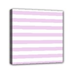 Horizontal Stripes - White and Thistle Violet Mini Canvas 6  x 6  (Stretched)
