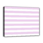 Horizontal Stripes - White and Thistle Violet Canvas 14  x 11  (Stretched)