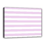 Horizontal Stripes - White and Thistle Violet Canvas 16  x 12  (Stretched)