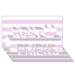 Horizontal Stripes - White and Thistle Violet Best Friends 3D Greeting Card (8x4)