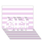 Horizontal Stripes - White and Thistle Violet GIRL 3D Greeting Card (7x5)