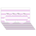 Horizontal Stripes - White and Thistle Violet Twin Hearts 3D Greeting Card (8x4)