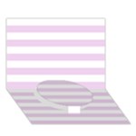 Horizontal Stripes - White and Thistle Violet Circle Bottom 3D Greeting Card (7x5)