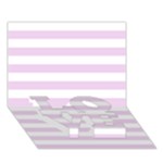Horizontal Stripes - White and Thistle Violet LOVE Bottom 3D Greeting Card (7x5)