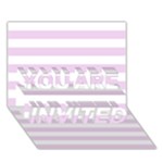 Horizontal Stripes - White and Thistle Violet YOU ARE INVITED 3D Greeting Card (7x5)