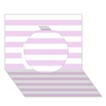 Horizontal Stripes - White and Thistle Violet Circle 3D Greeting Card (7x5)