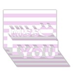 Horizontal Stripes - White and Thistle Violet Miss You 3D Greeting Card (7x5)