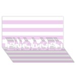 Horizontal Stripes - White and Thistle Violet ENGAGED 3D Greeting Card (8x4)