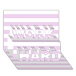 Horizontal Stripes - White and Thistle Violet WORK HARD 3D Greeting Card (7x5)