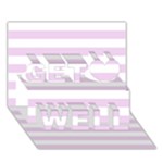 Horizontal Stripes - White and Thistle Violet Get Well 3D Greeting Card (7x5)