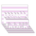 Horizontal Stripes - White and Thistle Violet You Rock 3D Greeting Card (7x5)