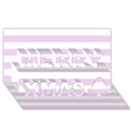 Horizontal Stripes - White and Thistle Violet Merry Xmas 3D Greeting Card (8x4)