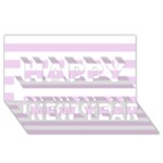 Horizontal Stripes - White and Thistle Violet Happy New Year 3D Greeting Card (8x4)