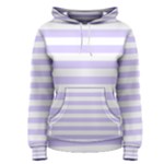 Horizontal Stripes - White and Pale Lavender Violet Women s Pullover Hoodie