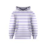 Horizontal Stripes - White and Pale Lavender Violet Kid s Pullover Hoodie