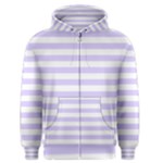 Horizontal Stripes - White and Pale Lavender Violet Men s Zipper Hoodie