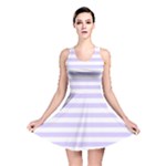 Horizontal Stripes - White and Pale Lavender Violet Reversible Skater Dress