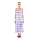 Horizontal Stripes - White and Pale Lavender Violet Full Print Maxi Dress