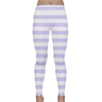 Horizontal Stripes - White and Pale Lavender Violet Yoga Leggings