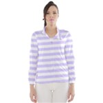 Horizontal Stripes - White and Pale Lavender Violet Wind Breaker (Women)