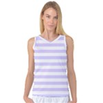 Horizontal Stripes - White and Pale Lavender Violet Women s Basketball Tank Top