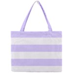 Horizontal Stripes - White and Pale Lavender Violet Mini Tote Bag