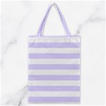 Horizontal Stripes - White and Pale Lavender Violet Classic Tote Bag