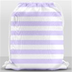 Horizontal Stripes - White and Pale Lavender Violet Drawstring Bag (Large)