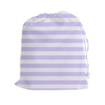 Horizontal Stripes - White and Pale Lavender Violet Drawstring Pouch (XXl)