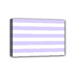 Horizontal Stripes - White and Pale Lavender Violet Mini Canvas 6  x 4  (Stretched)