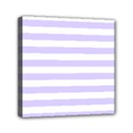 Horizontal Stripes - White and Pale Lavender Violet Mini Canvas 6  x 6  (Stretched)