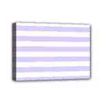 Horizontal Stripes - White and Pale Lavender Violet Mini Canvas 7  x 5  (Stretched)