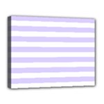 Horizontal Stripes - White and Pale Lavender Violet Canvas 14  x 11  (Stretched)