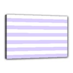 Horizontal Stripes - White and Pale Lavender Violet Canvas 18  x 12  (Stretched)